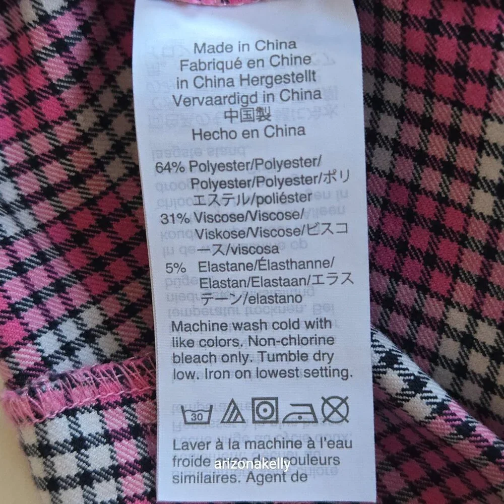J. Crew Cameron Pant Pink Plaid Size 2